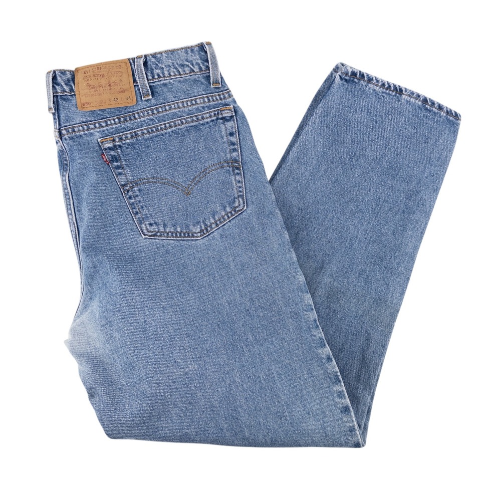 VTG Levis 550 Men 42x34 (40x32 actual) Blue Jeans Relaxed Fit Tapered Distressed